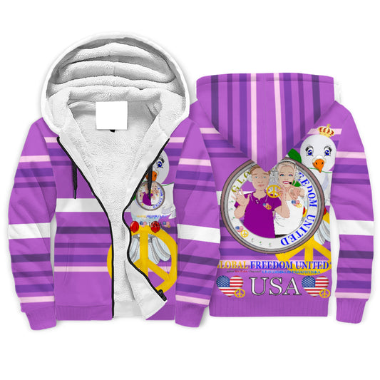 Plush Hoodie GLOBAL FREEDOM UNITED© Couple USA Wight American Lilac