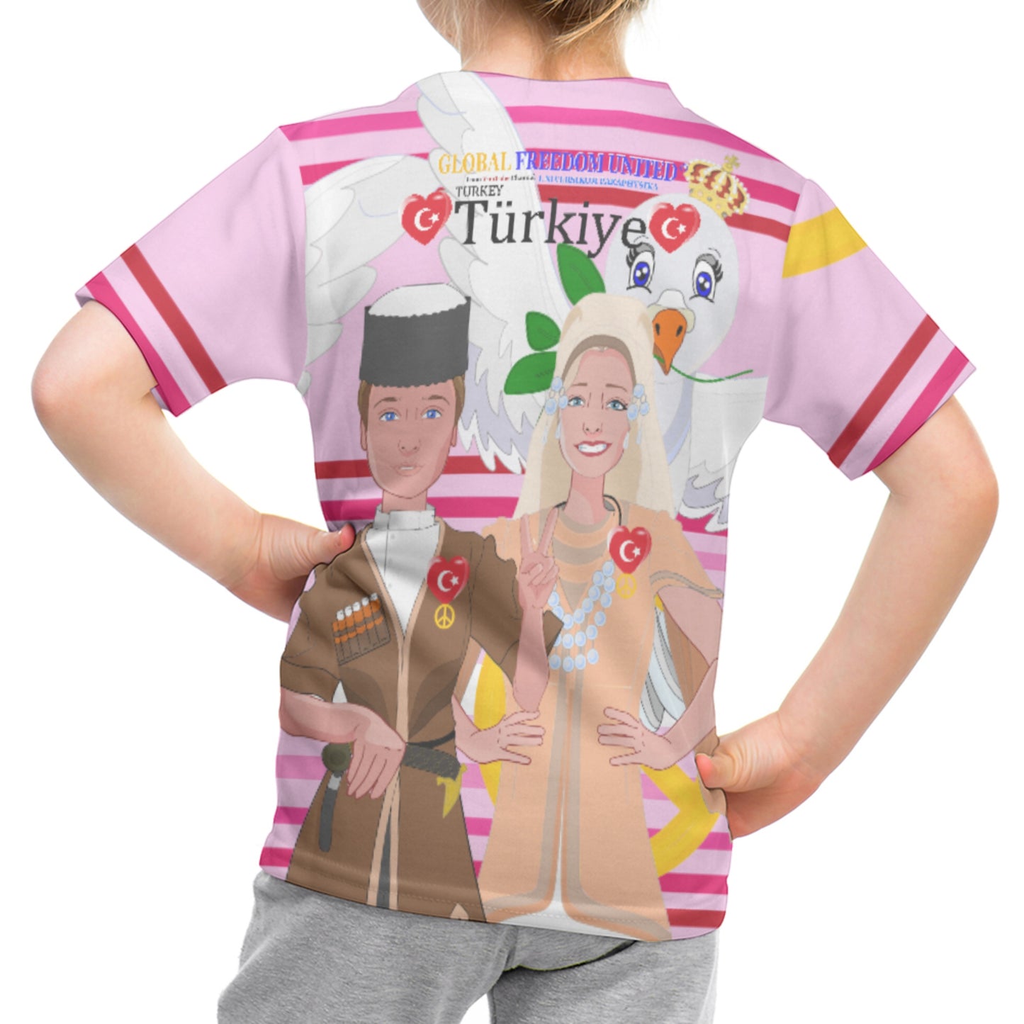 Kid´s T-shirt GLOBAL FREEDOM UNITED© Couple Turkey Pink1