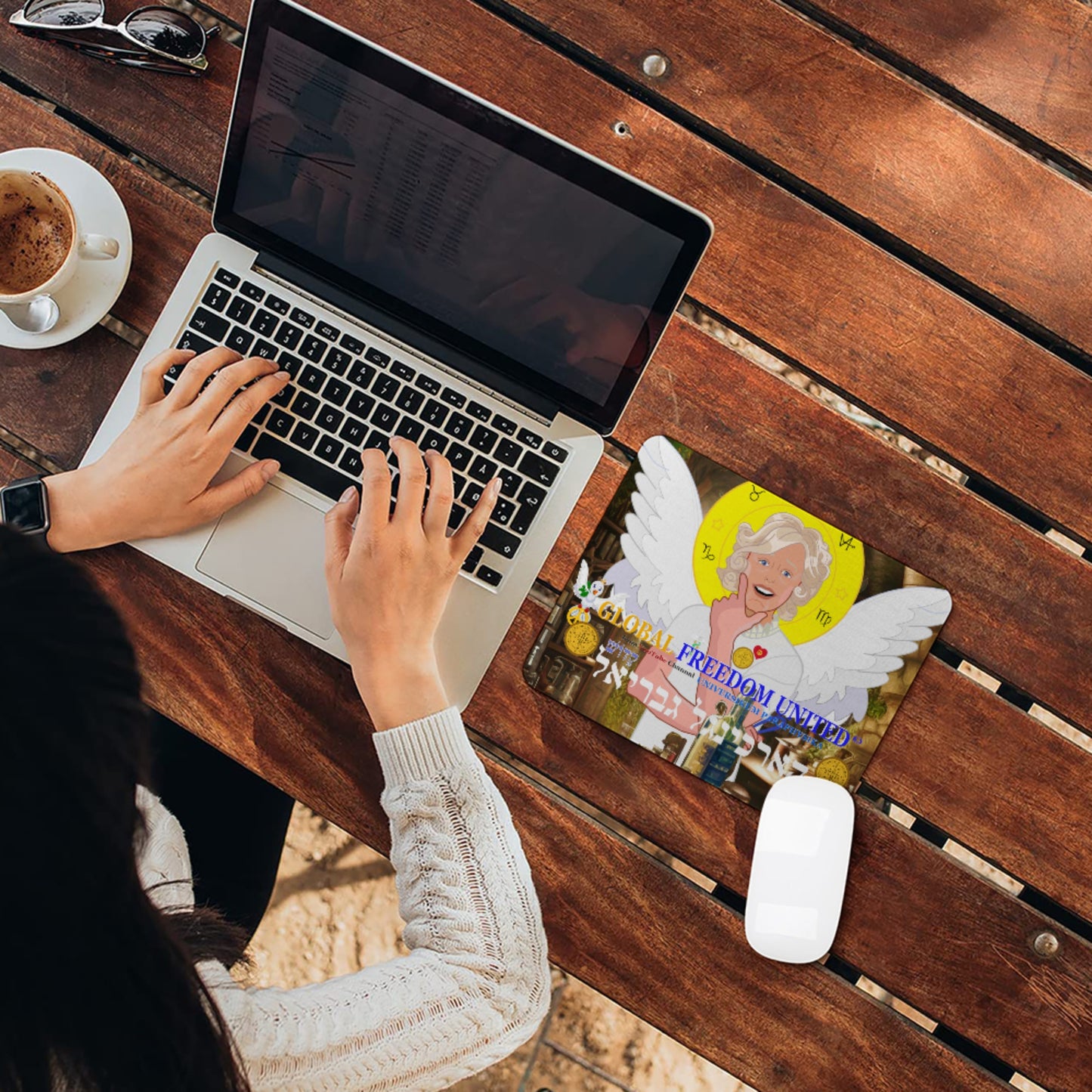 Mouse Pad GLOBAL FREEDOM UNITED© Archangel Gabriel  Hebrew