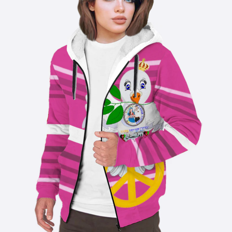 Plush Hoodie GLOBAL FREEDOM UNITED© Couple Afghanistan Pink 2