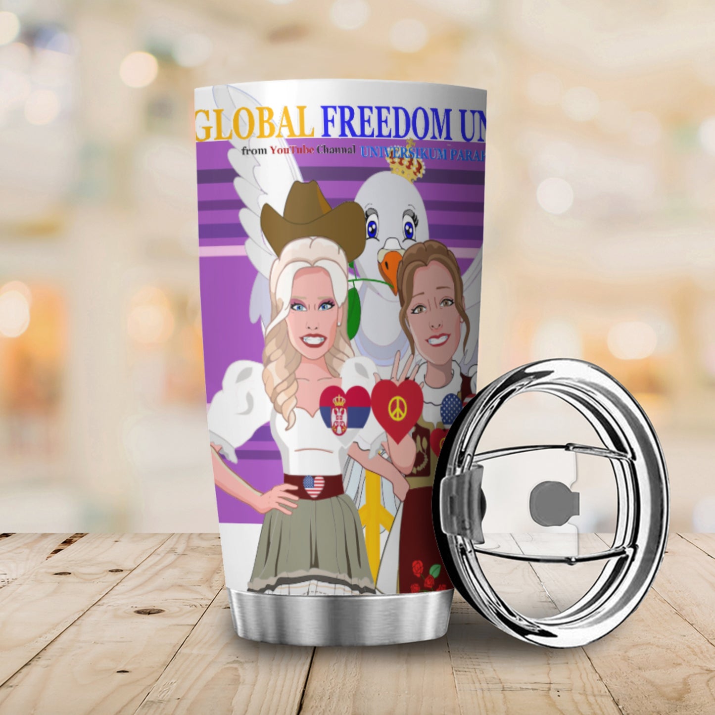 Tumbler GLOBAL FREEDOM UNITED© Women Serbia & USA Lilac