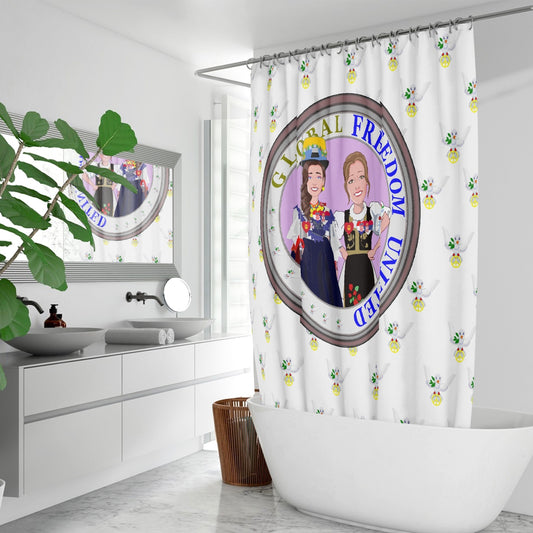 Shower curtain GLOBAL FREEDOM UNITED WOMEN CROATIA & SERBIA OLD PEACE WIGHT Quick-drying Shower Curtain