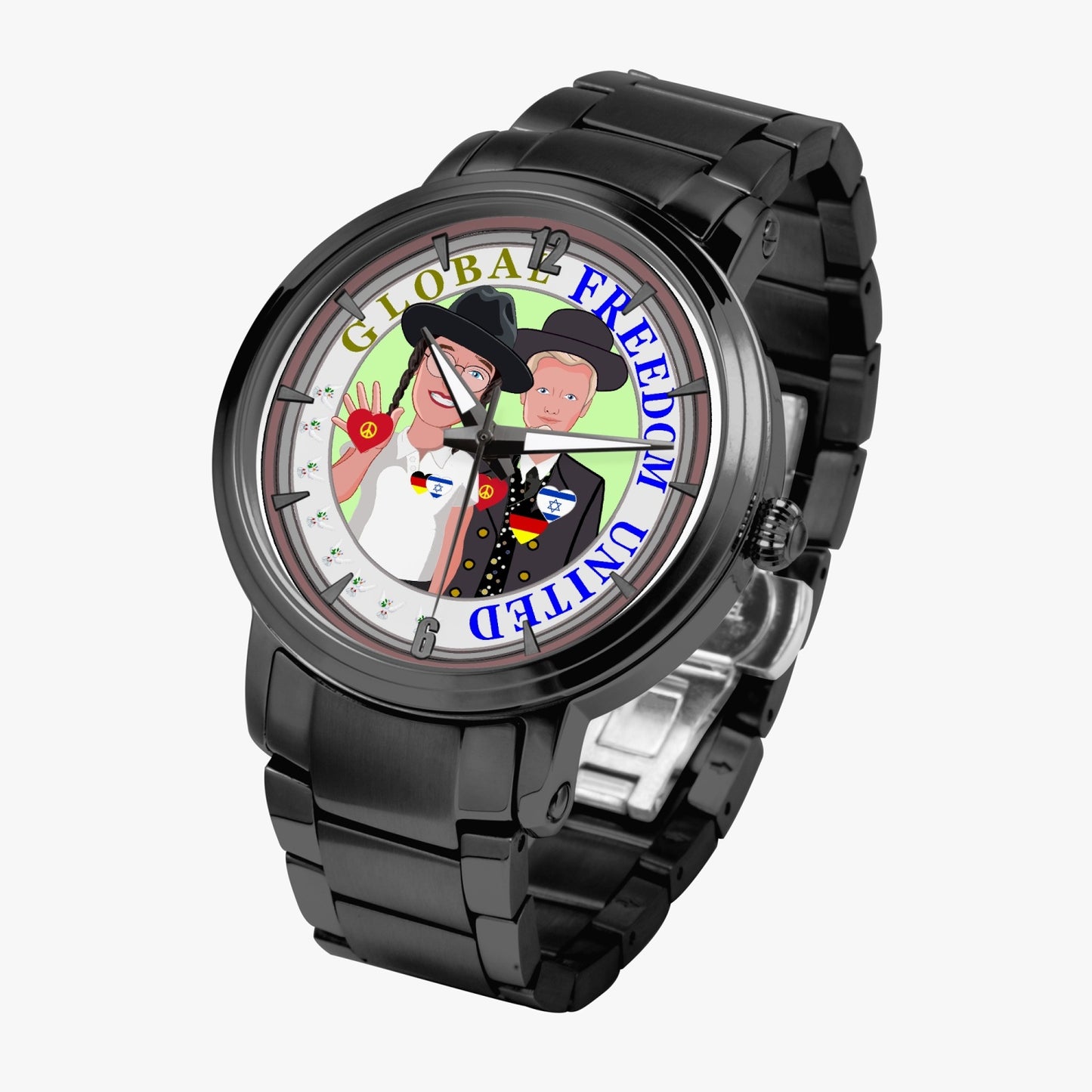 New Steel Strap Automatic Watch (With Indicators) GLOBAL FREEDOM UNITED© MEN GERMANY & ISRAEL