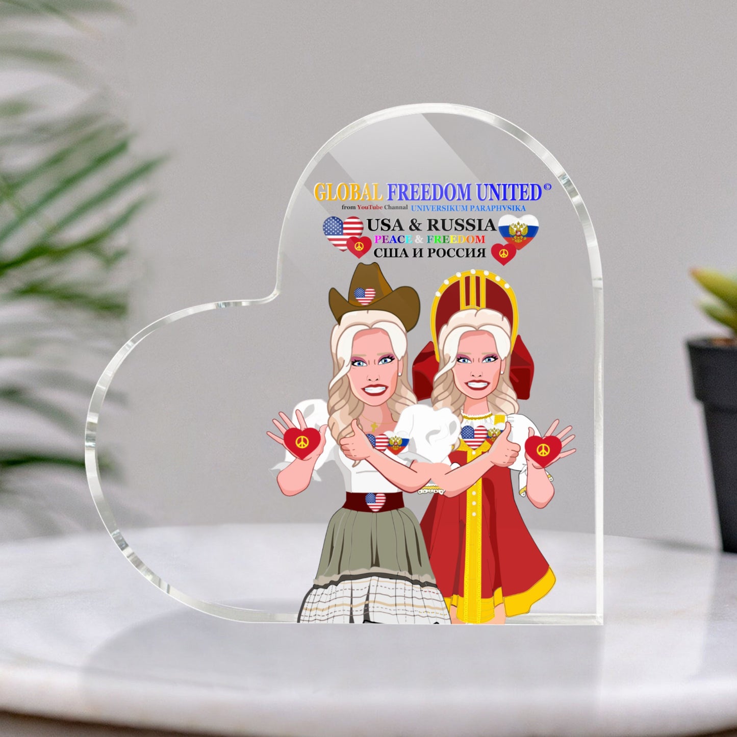 Acryl Heart GLOBAL FREEDOM UNITED© Men Russia & USA