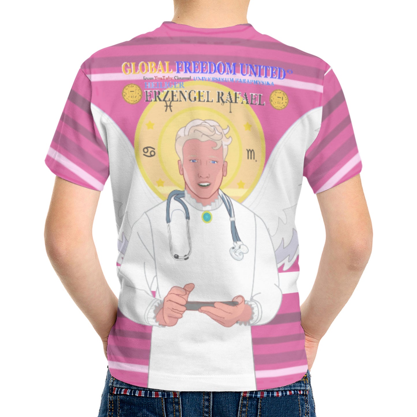 Kid´s T-shirt GLOBAL FREEDOM UNITED© Archangel Rafael German Pink2