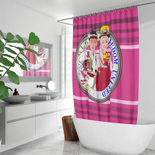 GLOBAL FREEDOM UNITED© Couple Croatia Pink2 - Quick-drying Shower Curtain