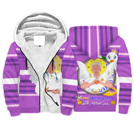 Plush Hoodie GLOBAL FREEDOM UNITED© Archangel Rafael Arabic Lilac