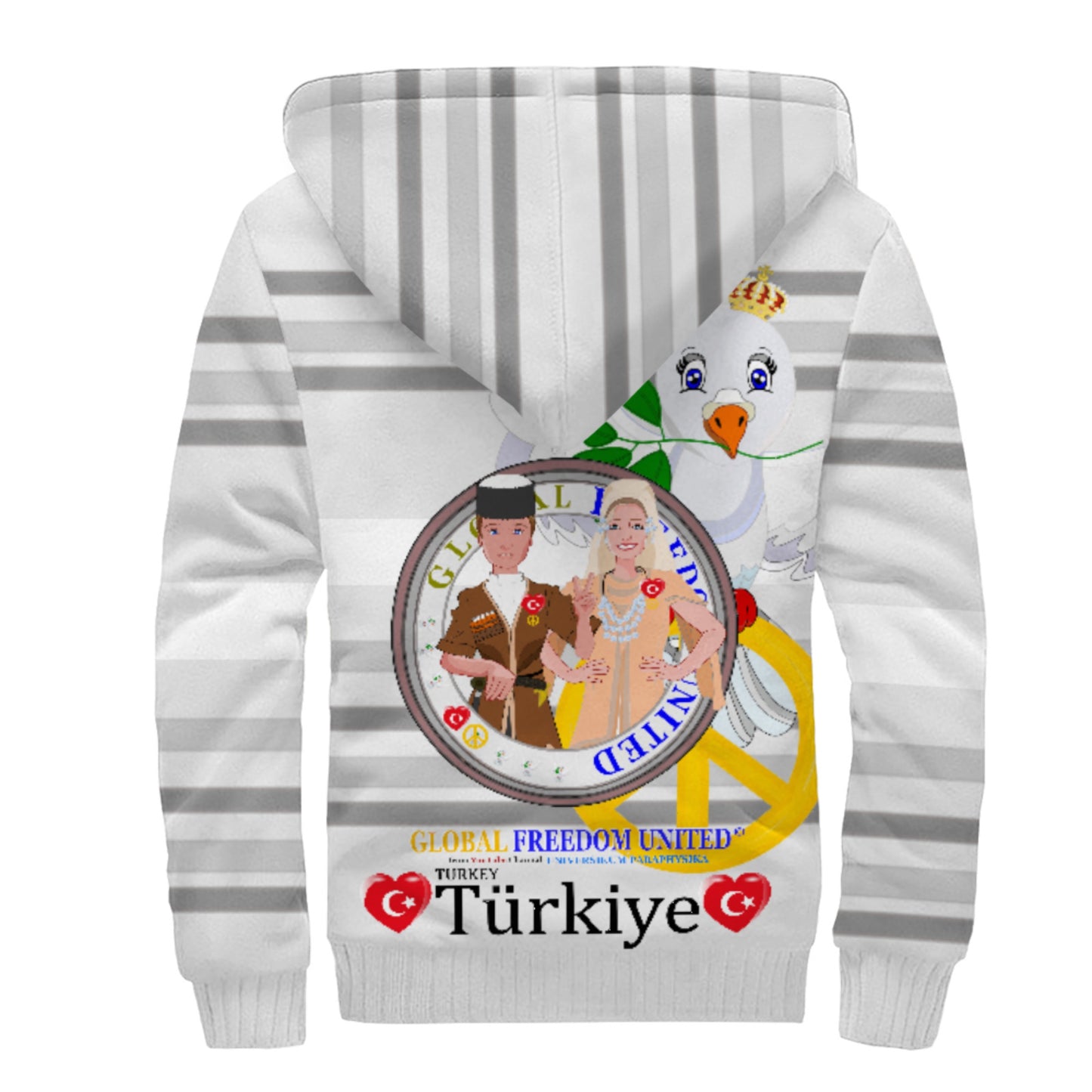 Plush Hoodie GLOBAL FREEDOM UNITED© Couple Turkey Grey