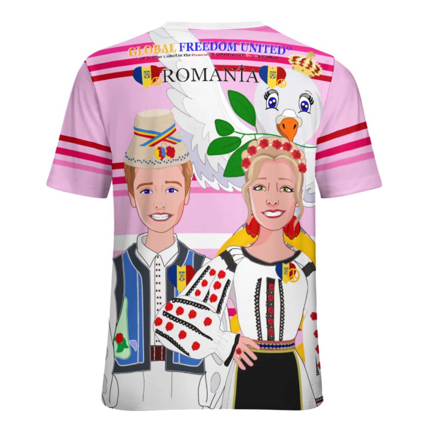 Women´s T-shirt GLOBAL FREEDOM UNITED© Couple Romania Pink1