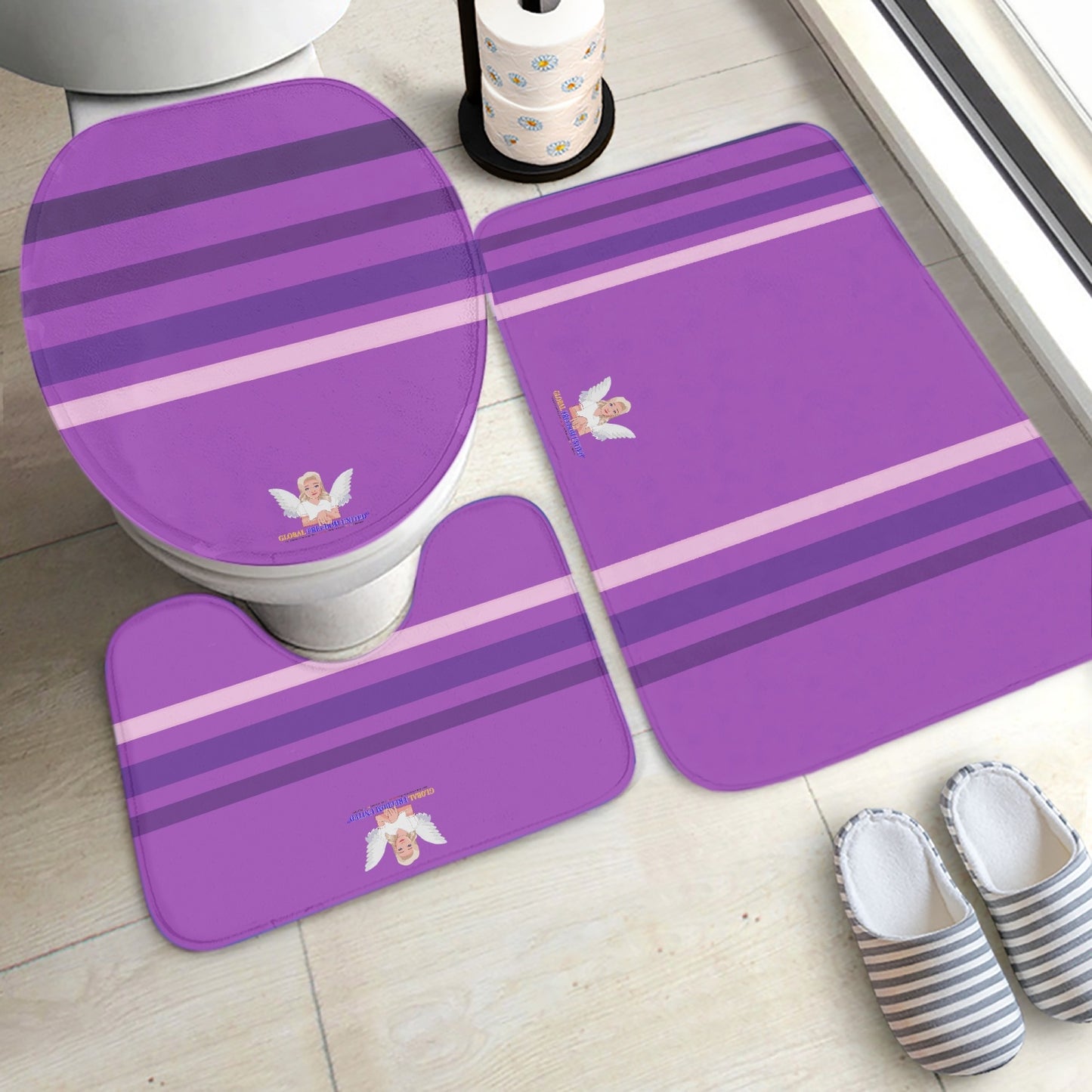 GLOBAL FREEDOM UNITED© Pcs Toilet Rug Set Lilac