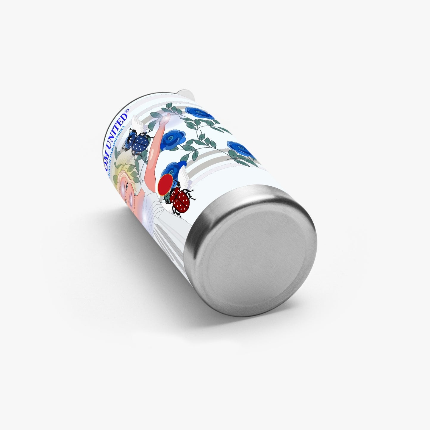 Tumbler GLOBAL FREEDOM UNITED© UNIVERSIKUM PARAPHYSIKA SPIRITUEL Blue ROSES with Skarabeus Beetle