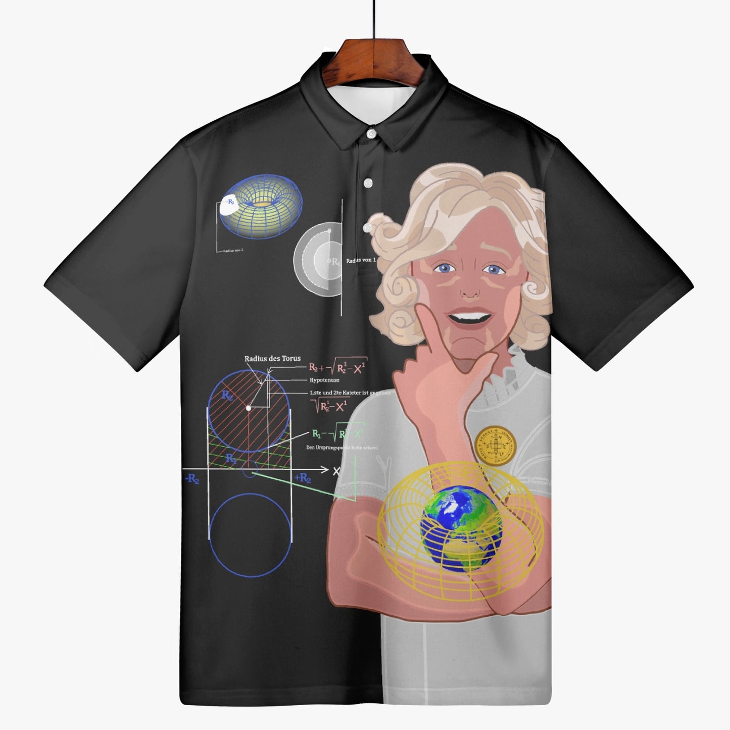 Holly Geometry Torus Code GLOBAL FREEDOM UNITED© Handmade AOP Men Polo Shirt