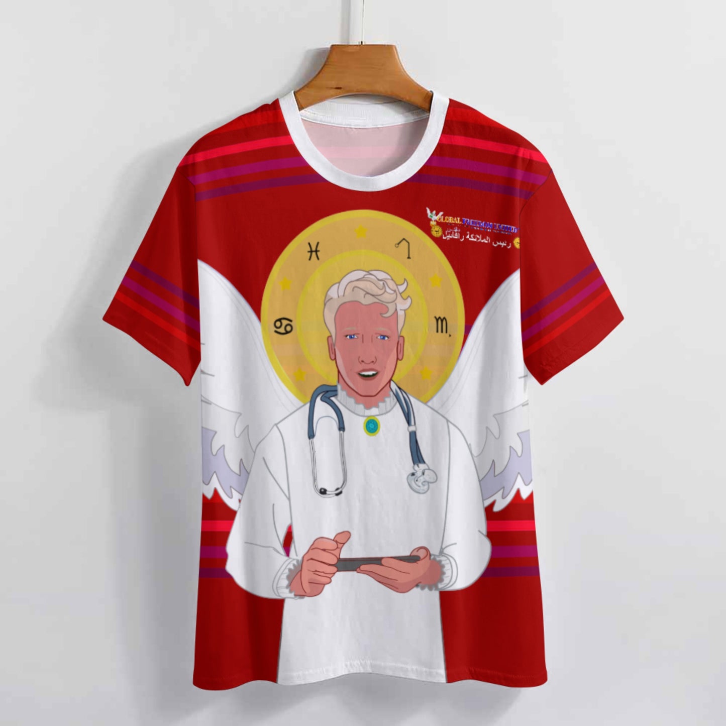 Women´s T-shirt GLOBAL FREEDOM UNITED© Archangel Rafael Arabic Red