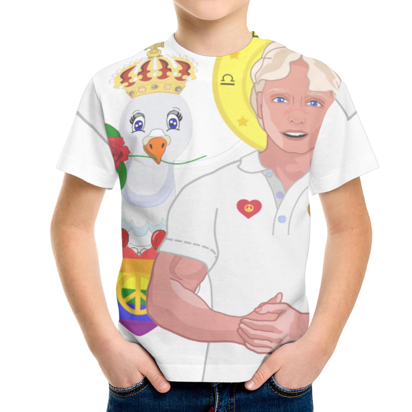 Men´s T-shirt Global Freedom United Archangel Michael Wight Dove Of Peace Arabic