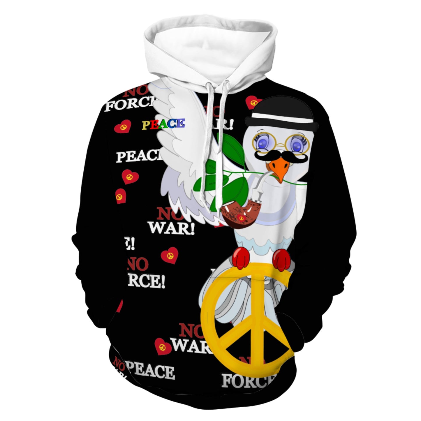 Men´s Hoodie GLOBAL FREEDOM UNITED© Dove Of Peace V1 Black
