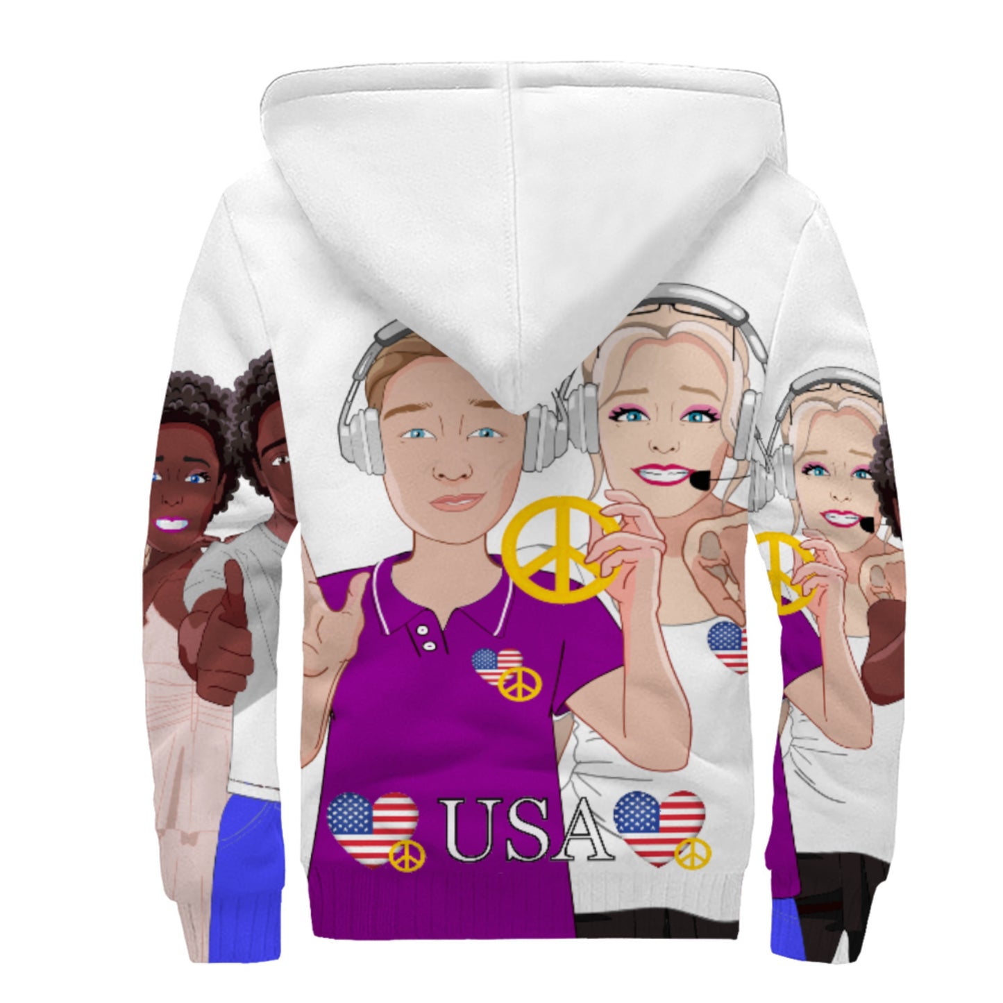 Plush Hoodie GLOBAL FREEDOM UNITED© Couple USA Big Edition