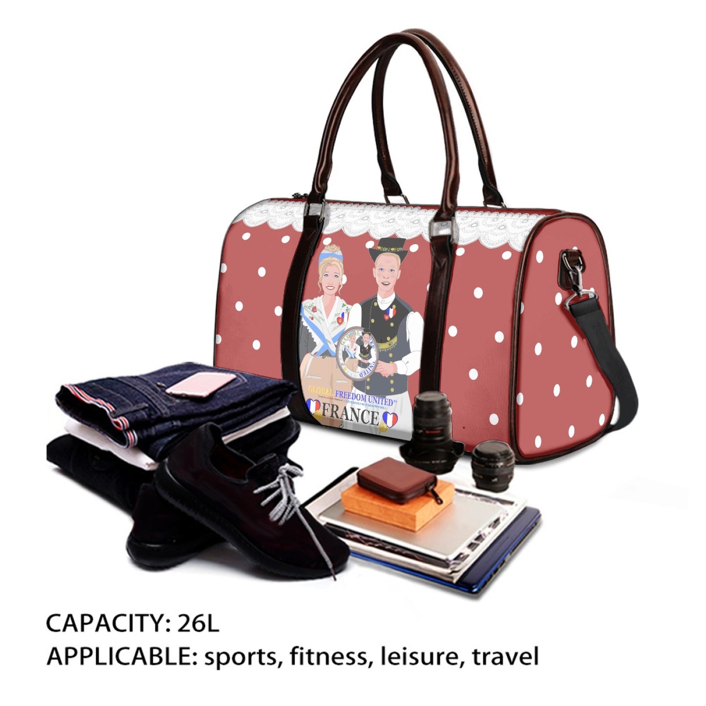 GLOBAL FREEDOM UNITED© Couple French Red - Duffle Bag
