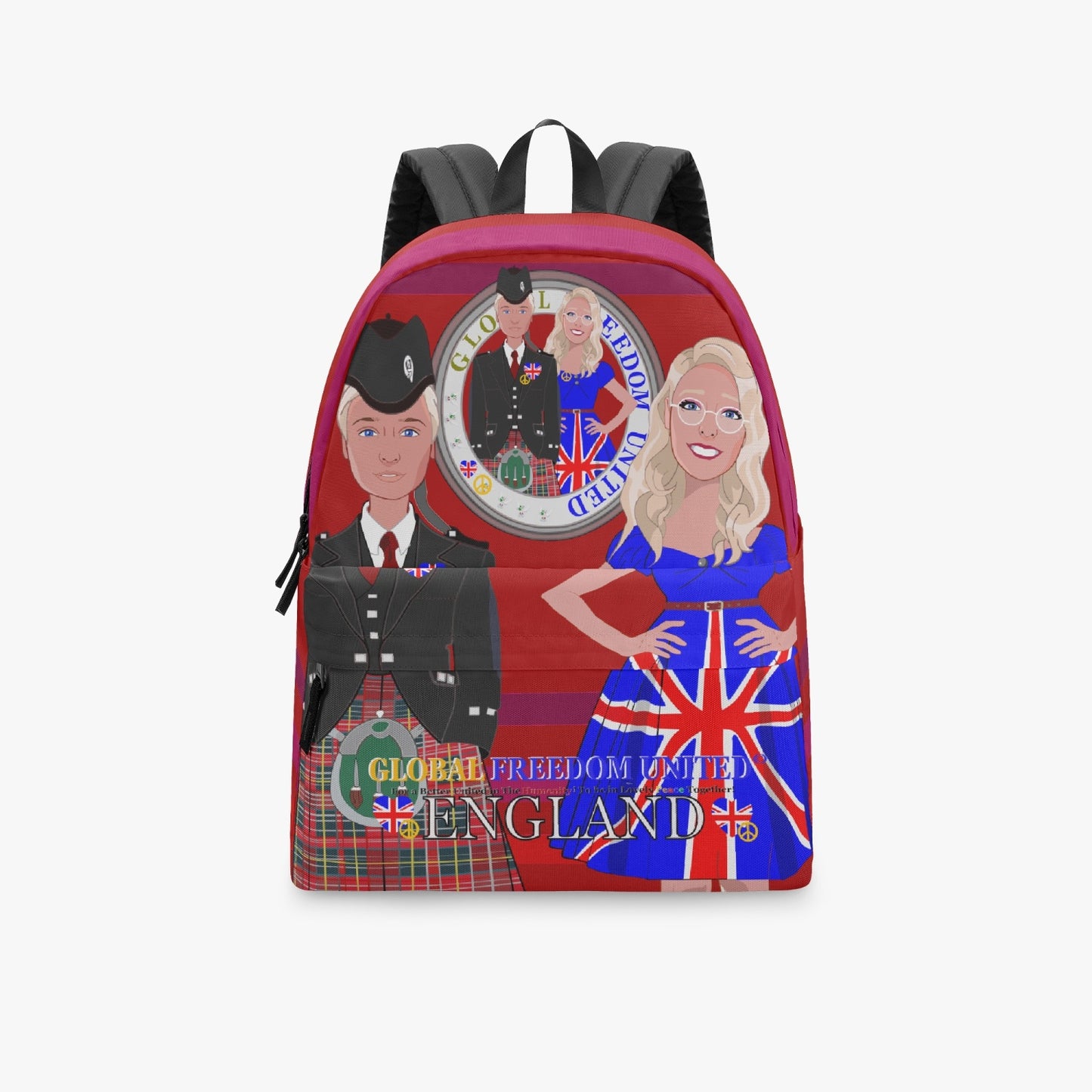 GLOBAL FREEDOM UNITED© Couple England Red - All-over-print Canvas Backpack