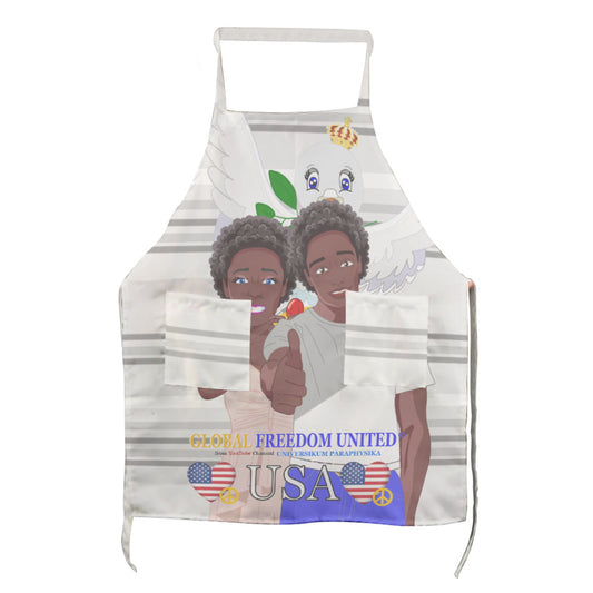 Apron GLOBAL FREEDOM UNITED© Couple USA Afro American Grey