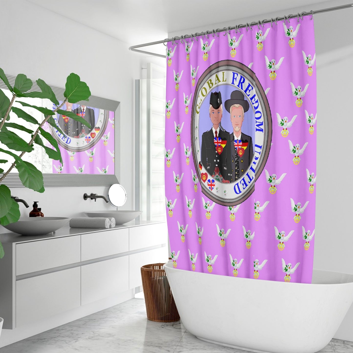 GLOBAL FREEDOM UNITED MEN ENGLAND & GERMANY OLD PEACE VIOLET Quick-drying Shower Curtain