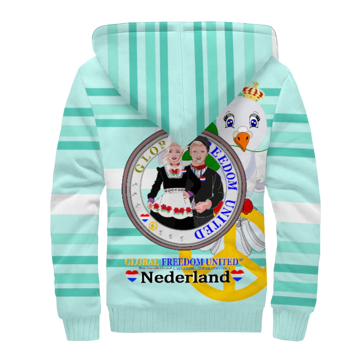 Plush Hoodie GLOBAL FREEDOM UNITED© Couple Nederland Light Green
