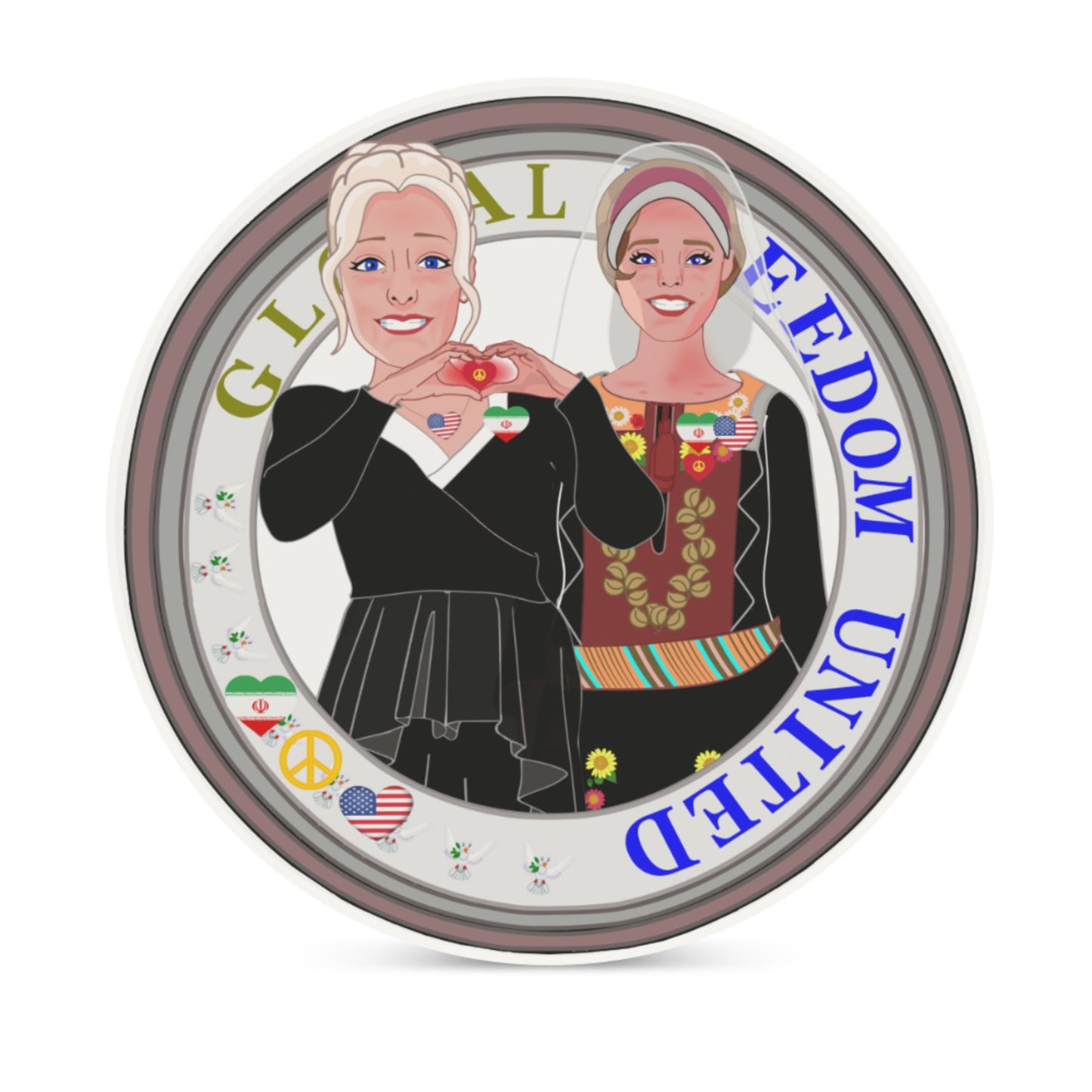 Ceramic Coaster GLOBAL FREEDOM UNITED© Women Iran & USA