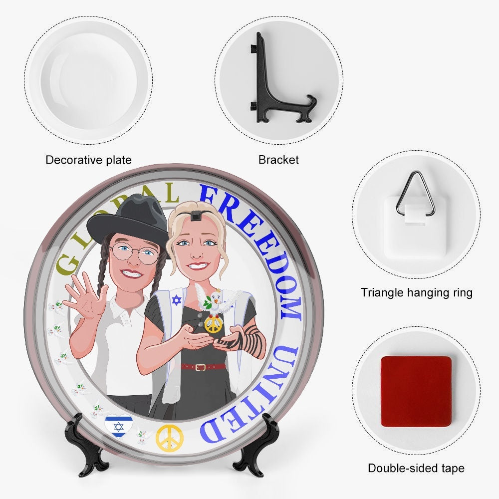 GLOBAL FREEDOM UNITED© Couple Israel Ceramic Decorative Plates