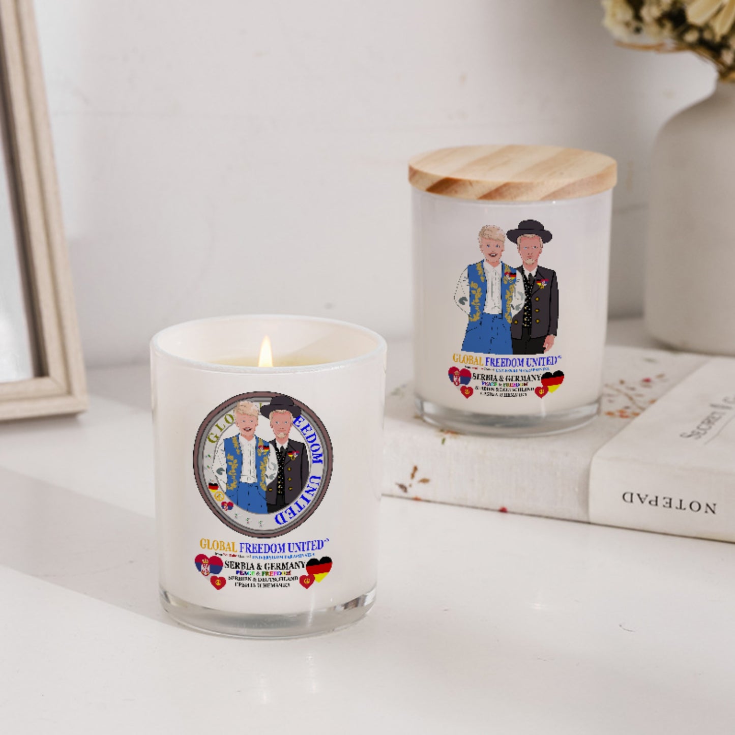 Scented Soy Candle GLOBAL FREEDOM UNITED© Men Serbia & Germany V2