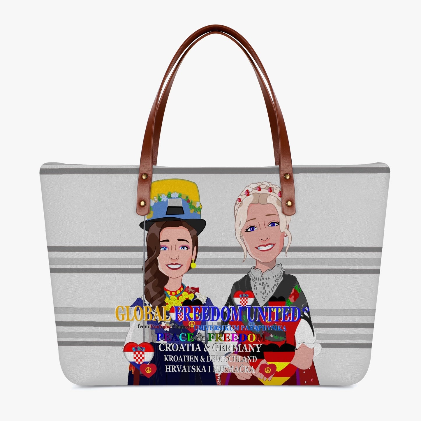 GLOBAL FREEDOM UNITED© Men Croatia & Germany GREY Classic Diving Cloth Tote Bag