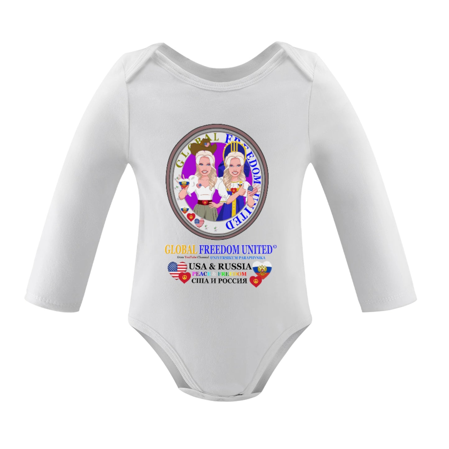 Baby Long-sleeve Bodysuit GLOBAL FREEDOM UNITED© Women Russia & USA Women Russia & Usa