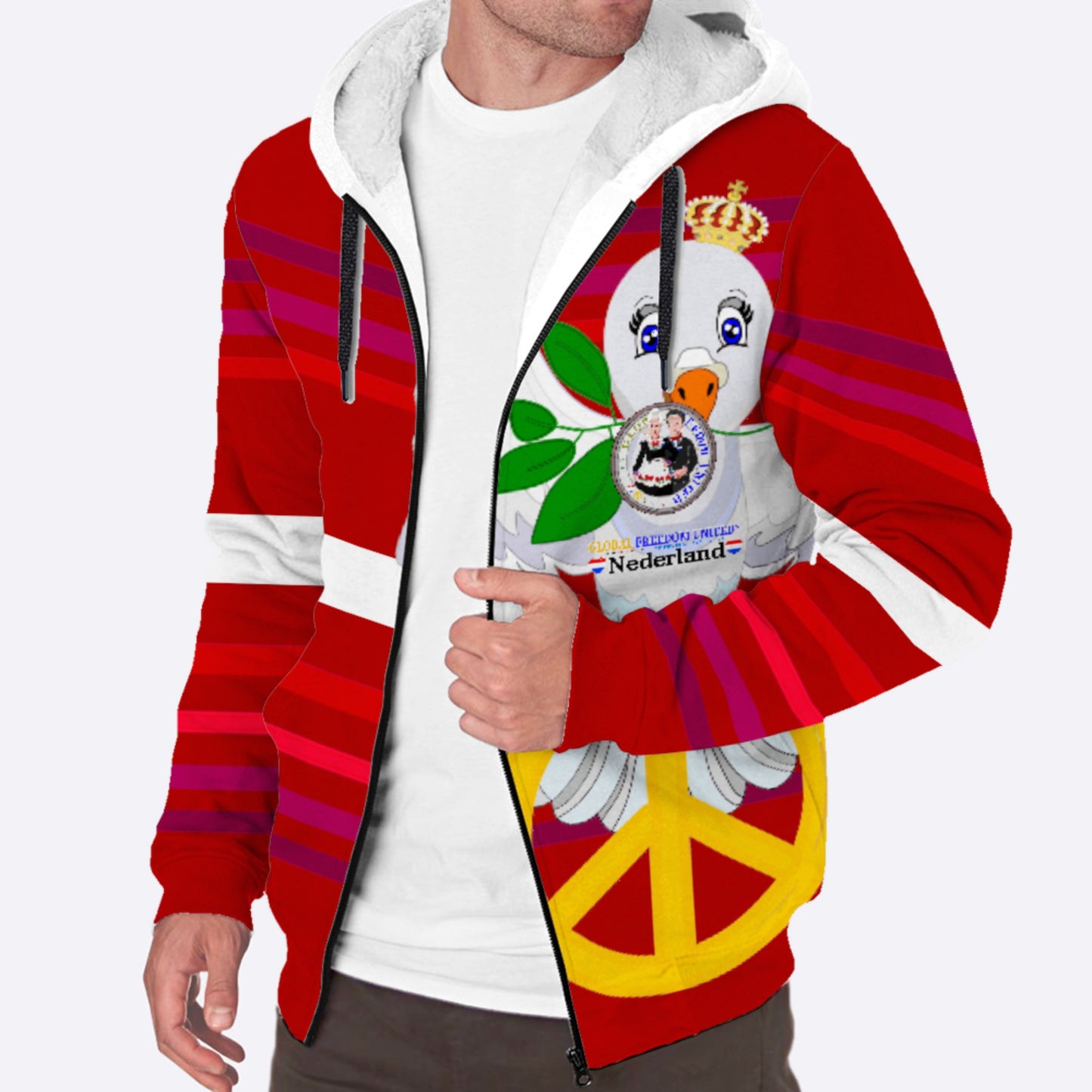 Plush HoodieGLOBAL FREEDOM UNITED© Couple Nederland Red