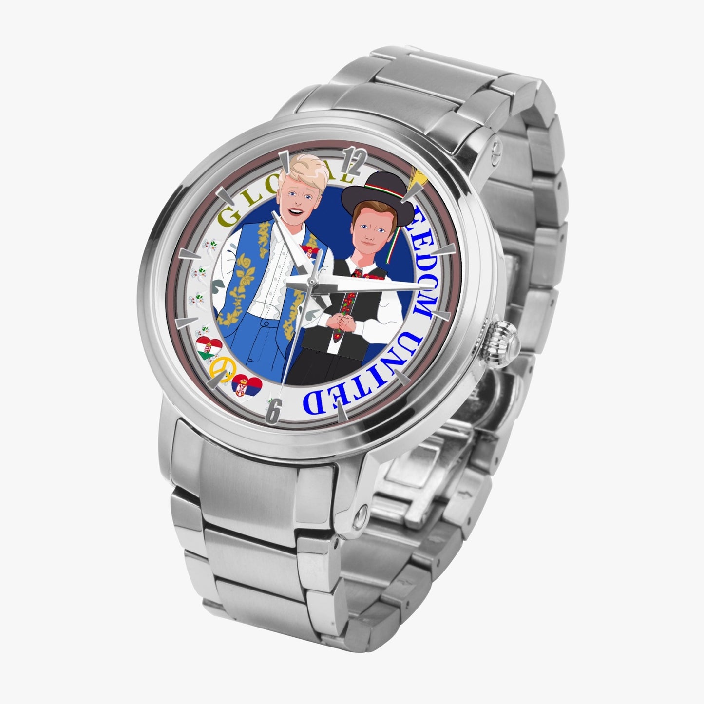 New Steel Strap Automatic Watch (With Indicators) GLOBAL FREEDOM UNITED© MEN SERBIA & HUNGARY