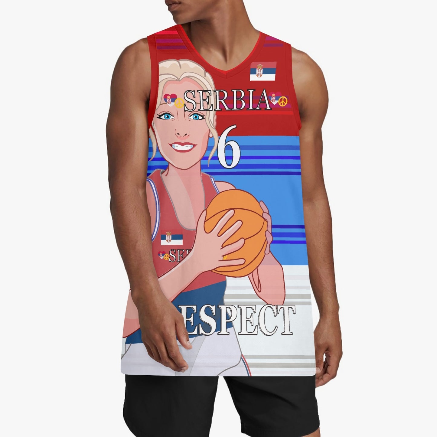 Basketball Jersey GLOBAL FREEDOM UNITED COUPLE EDITION WOMEN SERBIA v1 6