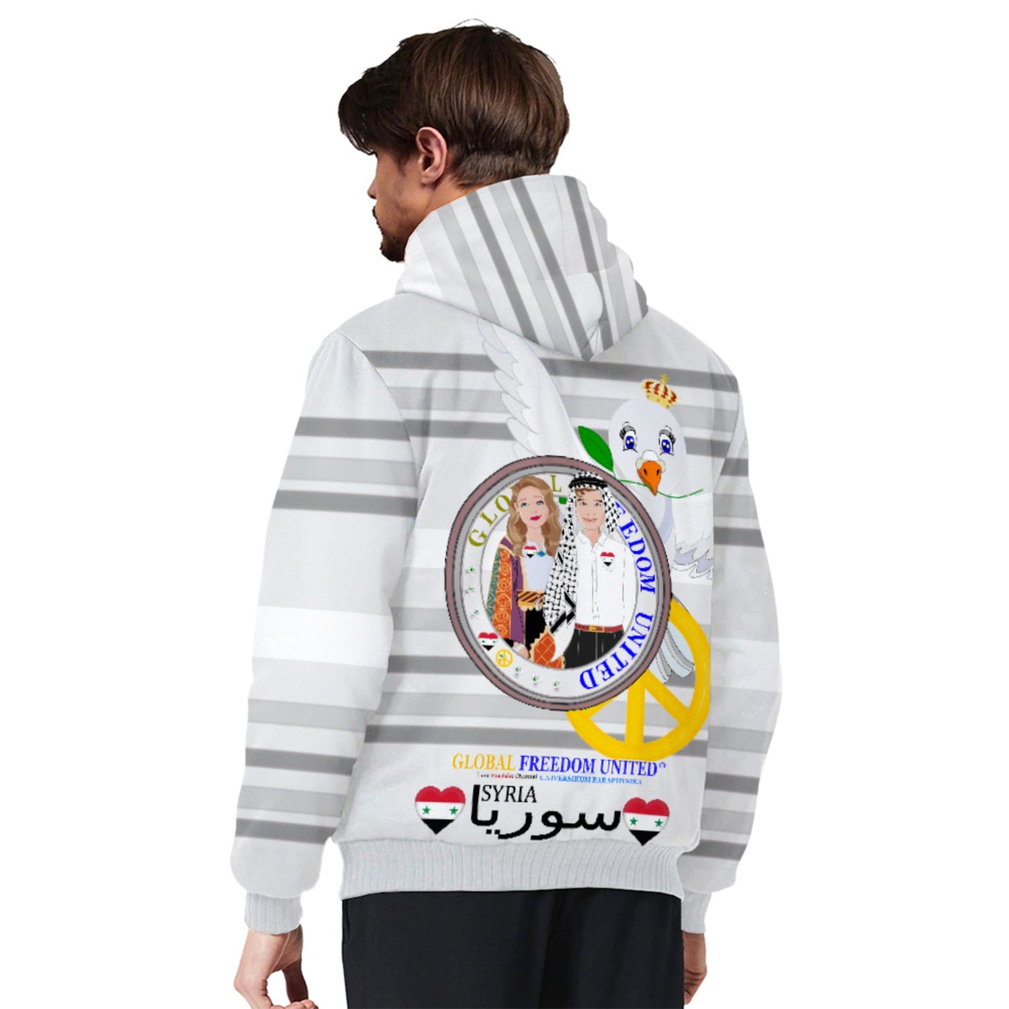 Plush Hoodie GLOBAL FREEDOM UNITED© Couple Syria Grey