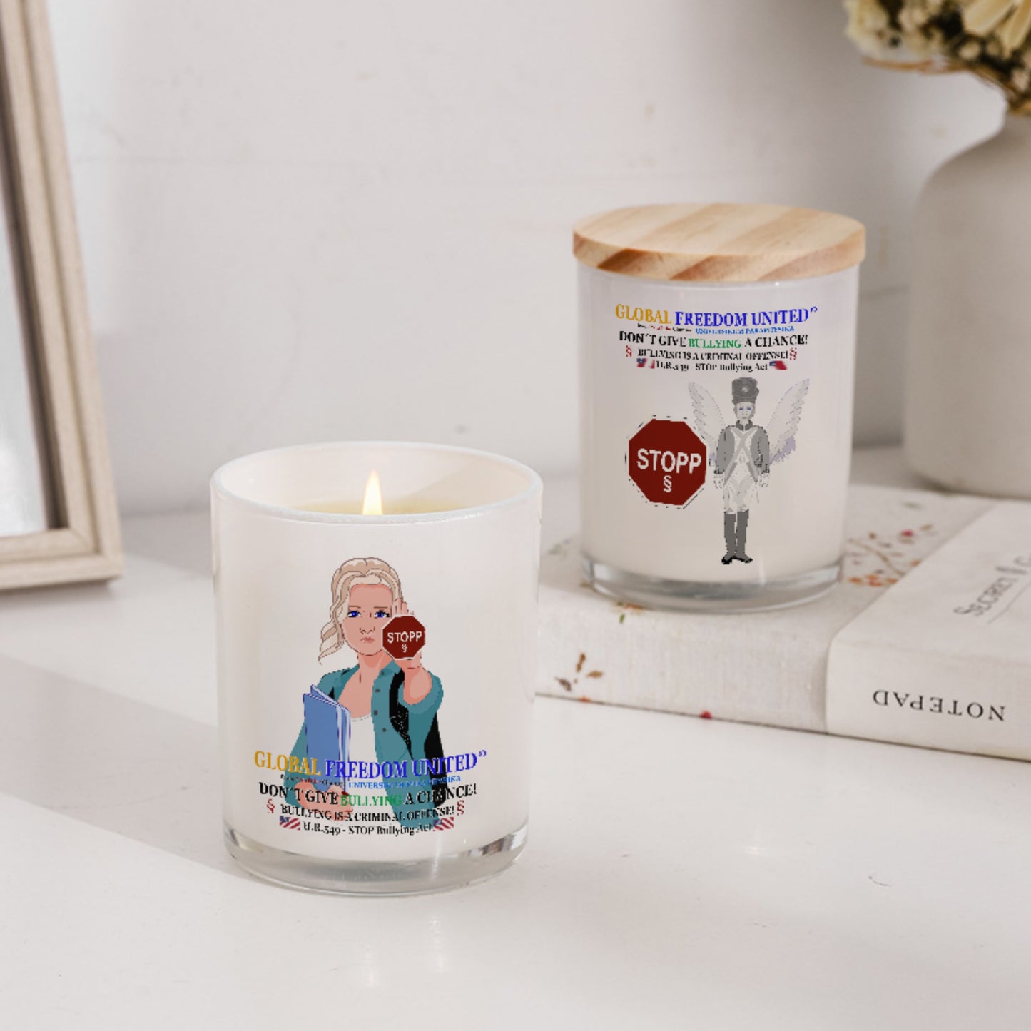 Scented Soy Candle GLOBAL FREEDOM UNITED© Anti Bullying Women USA