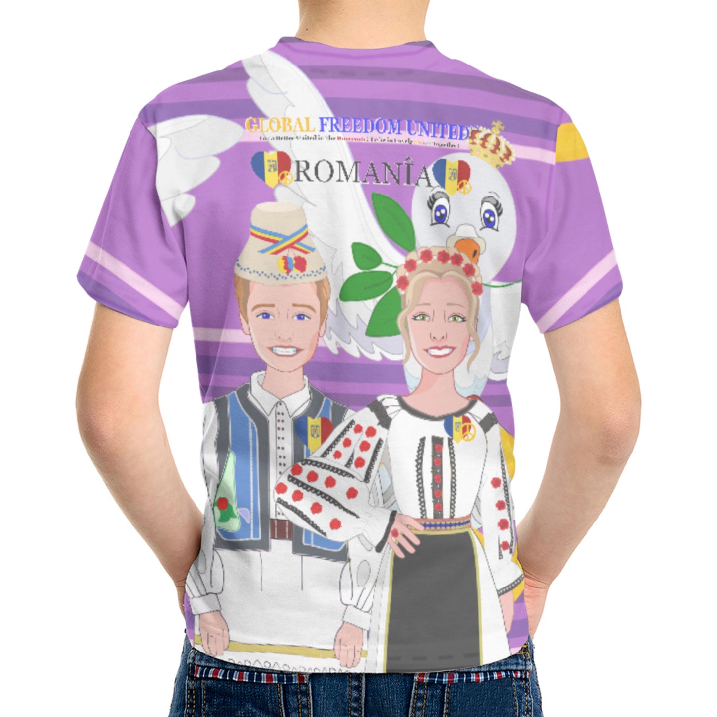Kid´s T-shirt GLOBAL FREEDOM UNITED© Couple Romania Lilac