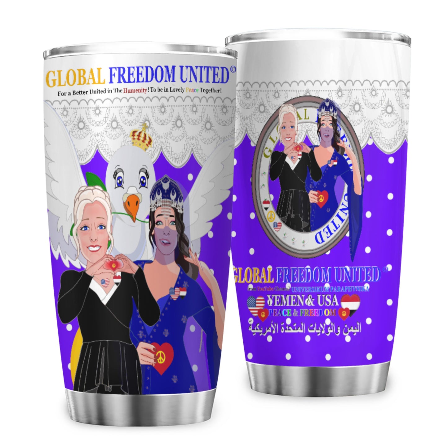 Tumbler GLOBAL FREEDOM UNITED© Women Yemen & USA Lilac2