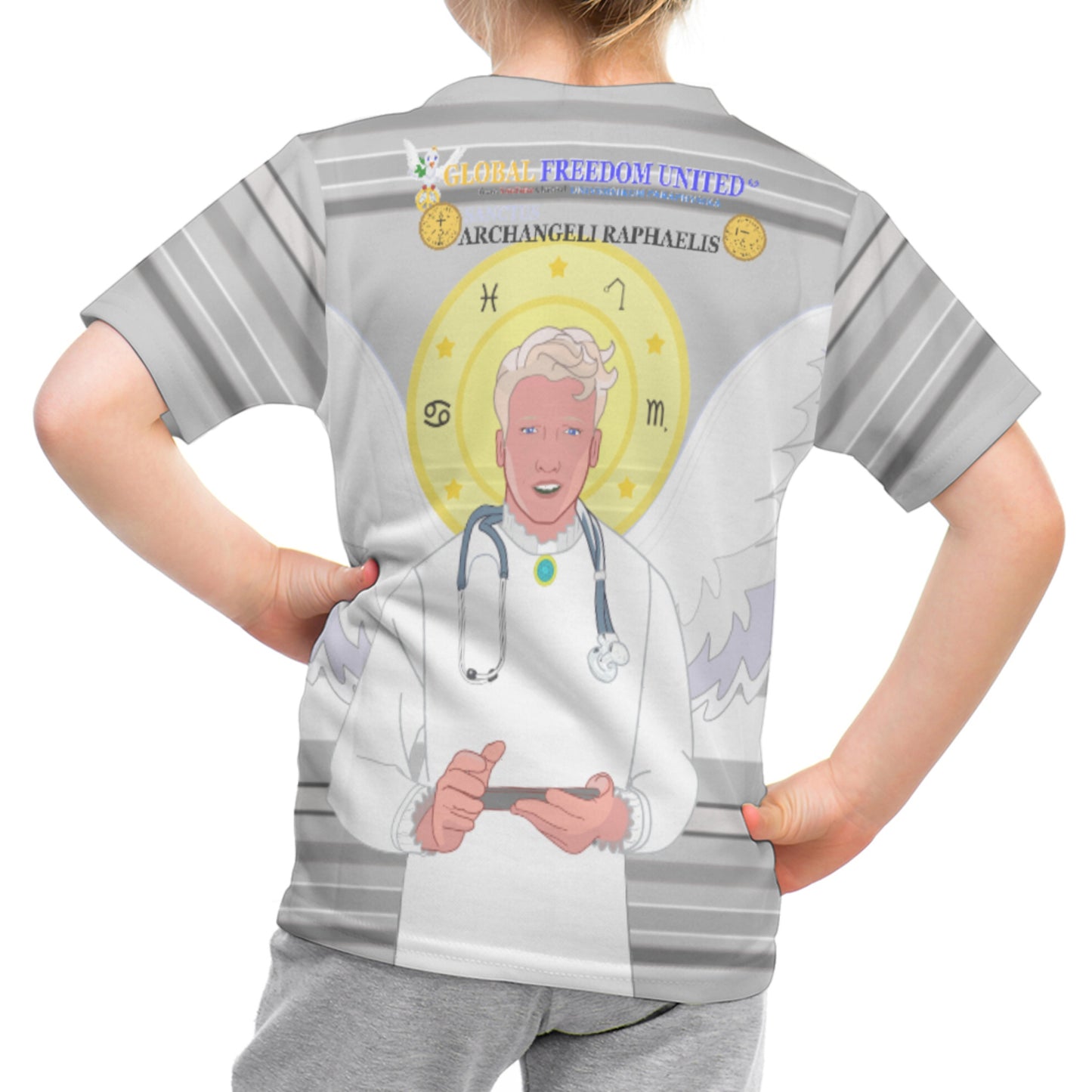 Kid´s T-shirt Global Freedom United© Archangel Rafael Old Latin Grey