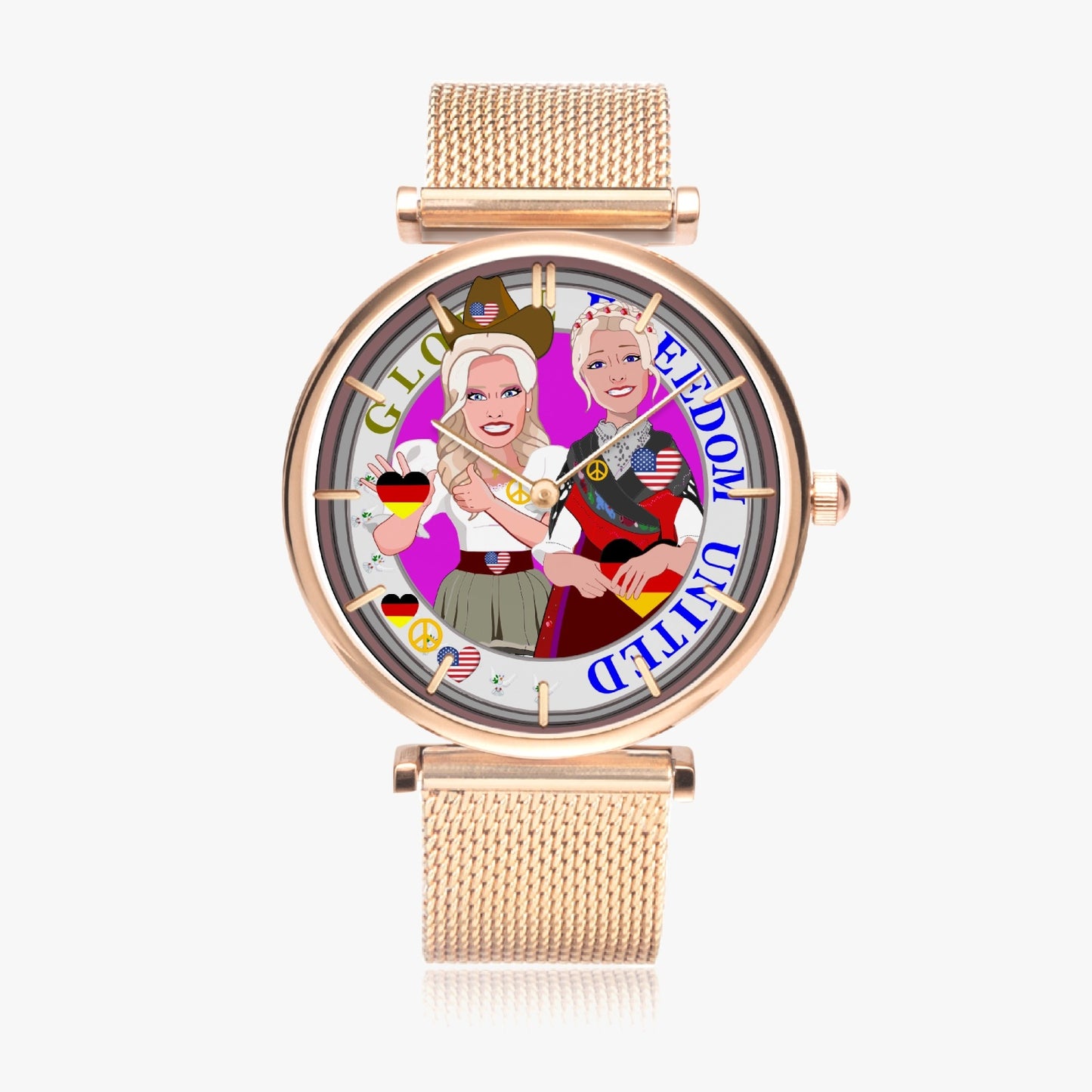 GLOBAL FREEDOM UNITED© New Stylish Ultra-Thin Quartz Watch (With Indicators) Women USA & Germany