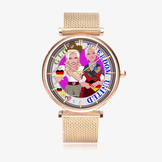 GLOBAL FREEDOM UNITED© New Stylish Ultra-Thin Quartz Watch (With Indicators) Women USA & Germany