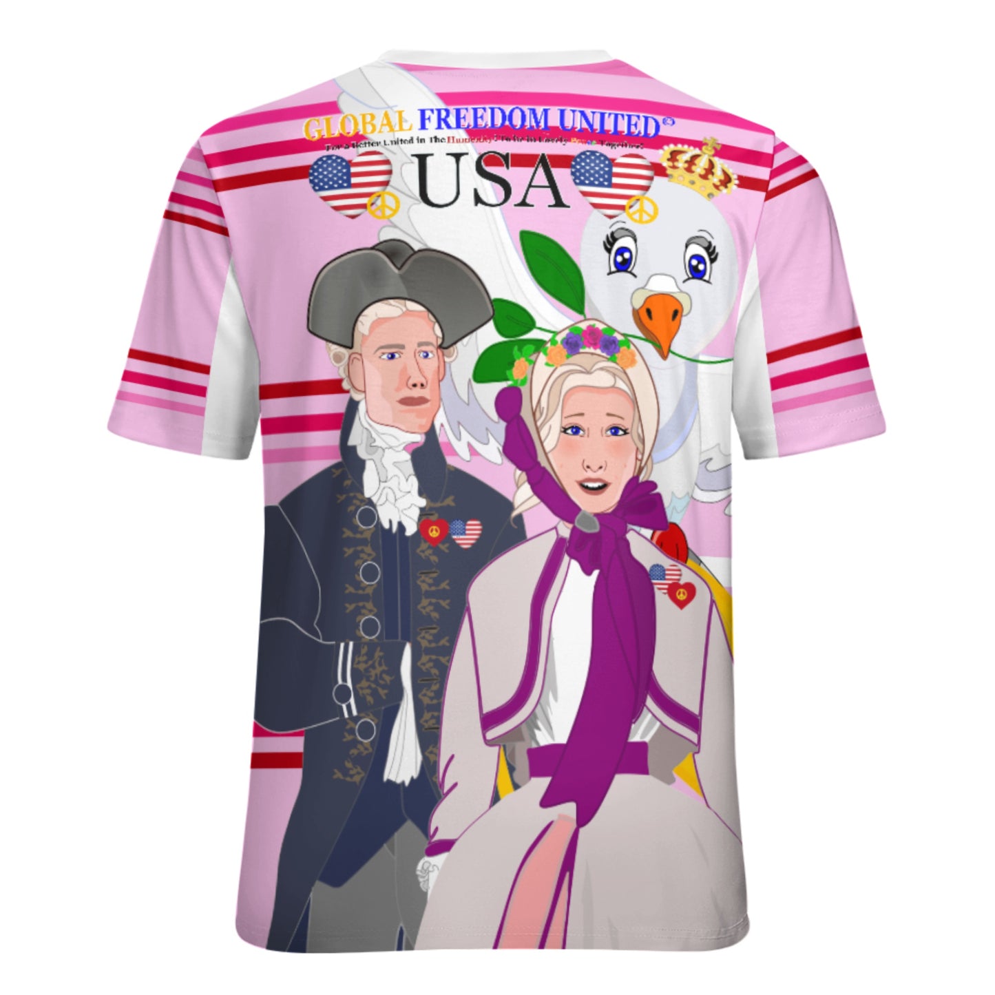Women´s T-shirt GLOBAL FREEDOM UNITED© Couple USA V3 Pink1