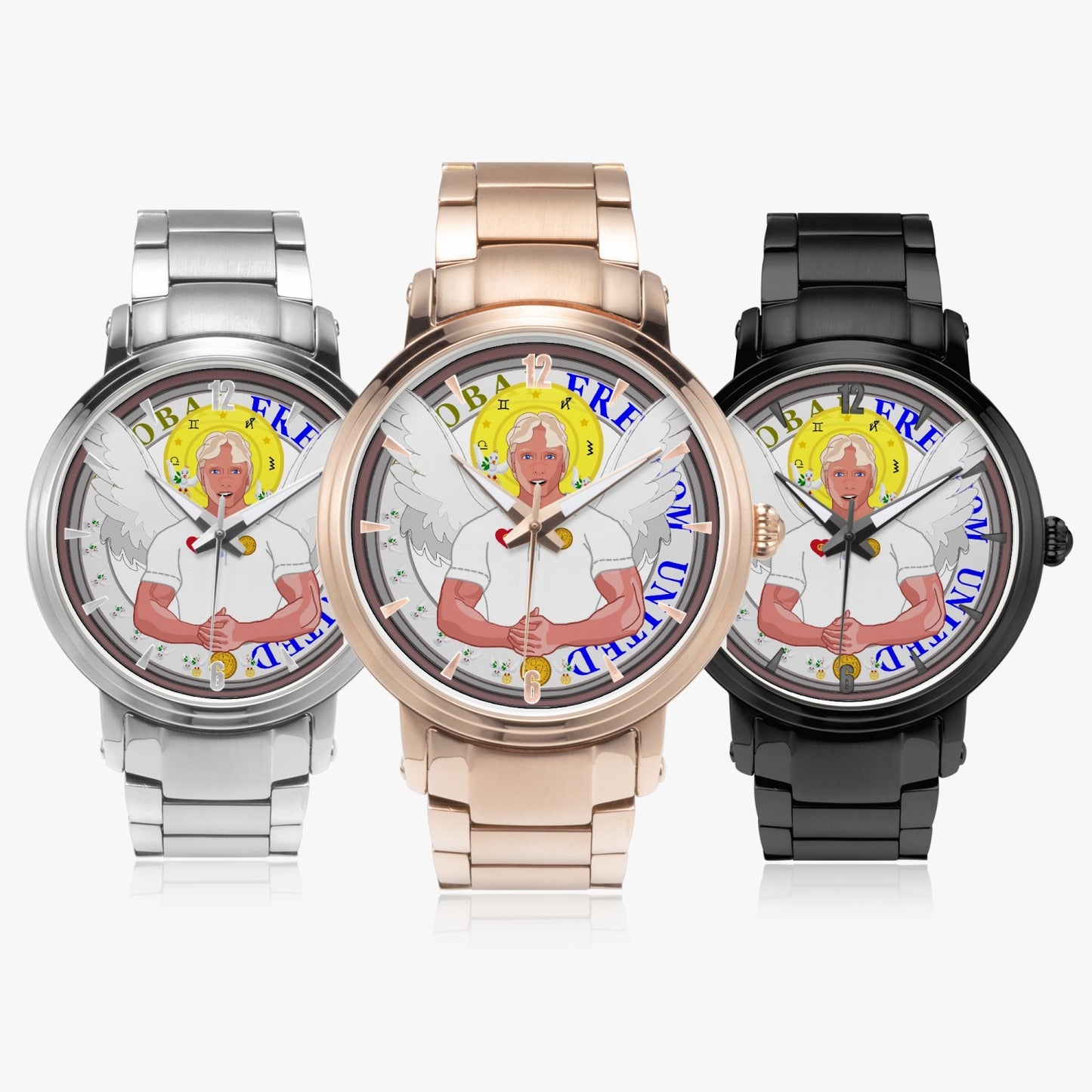 New Steel Strap Automatic Watch (With Indicators) GLOBAL FREEDOM UNITED ARCHANGEL MICHAEL NO2