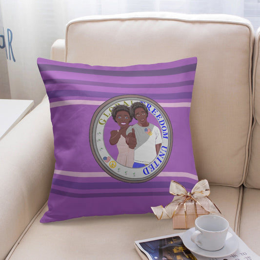 Pillow Cover GLOBAL FREEDOM UNITED©  Couple USA Afro American Lilac