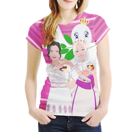 Women´s T-shirt 1 GLOBAL FREEDOM UNITED© Women Palestina & Germany Pink