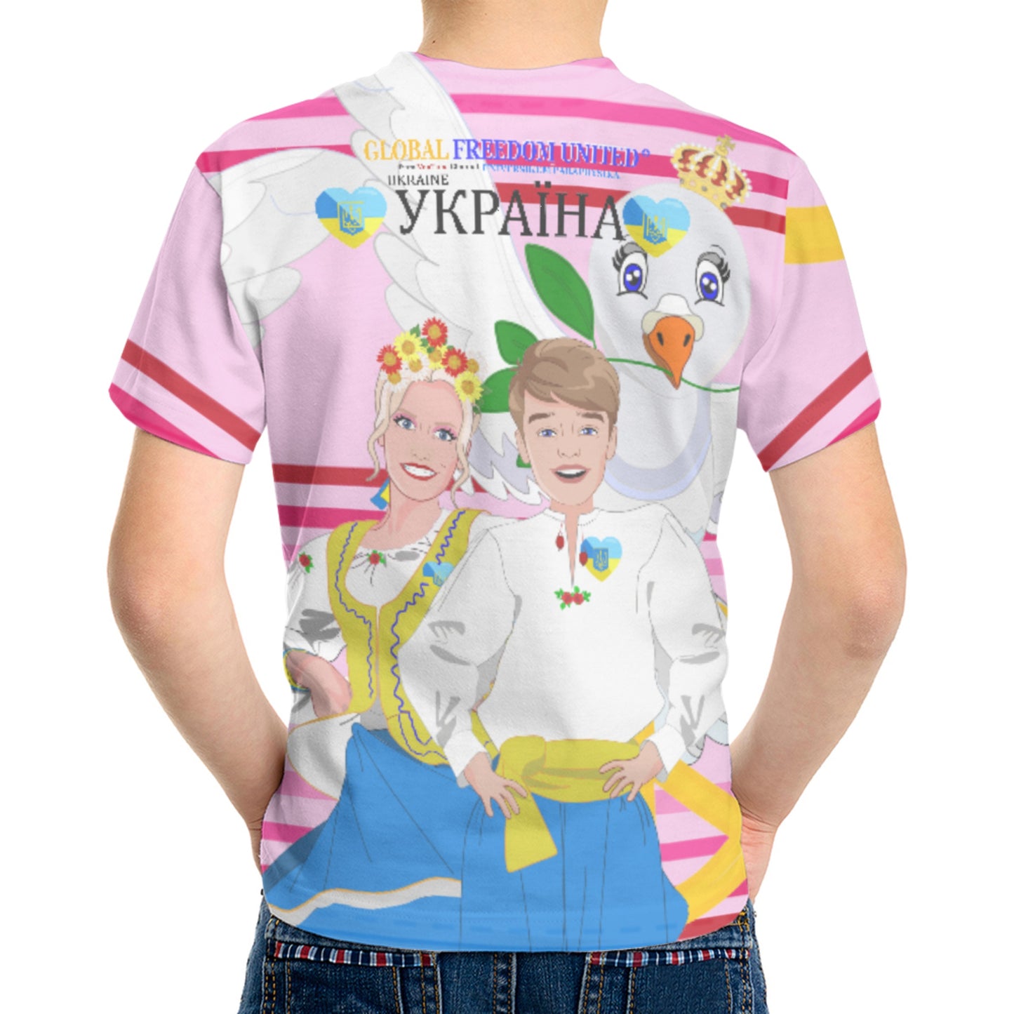 Kid´s T-shirt GLOBAL FREEDOM UNITED© Couple Ukrain Pink1