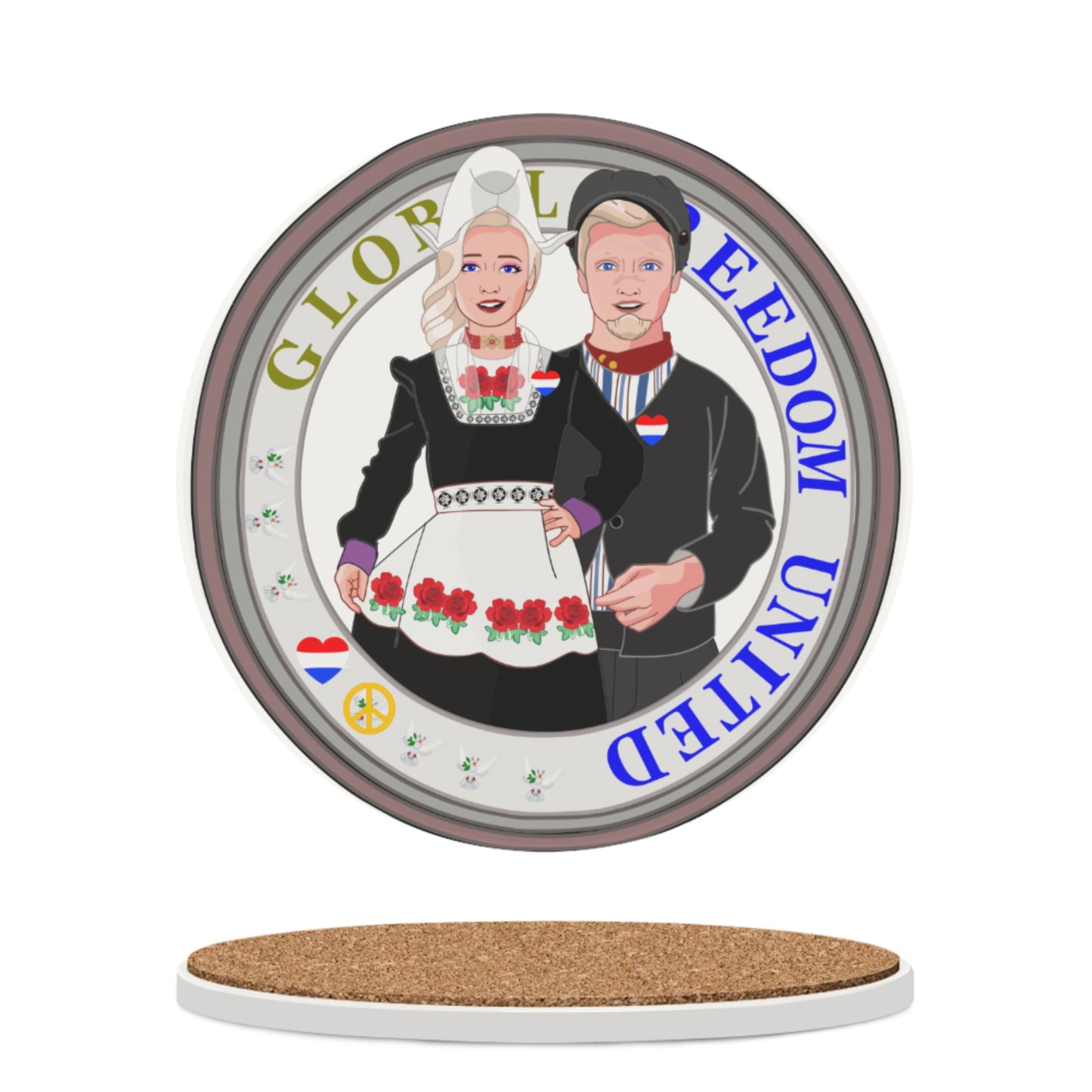 Ceramic Coasters GLOBAL FREEDOM UNITED© Couple Nederland