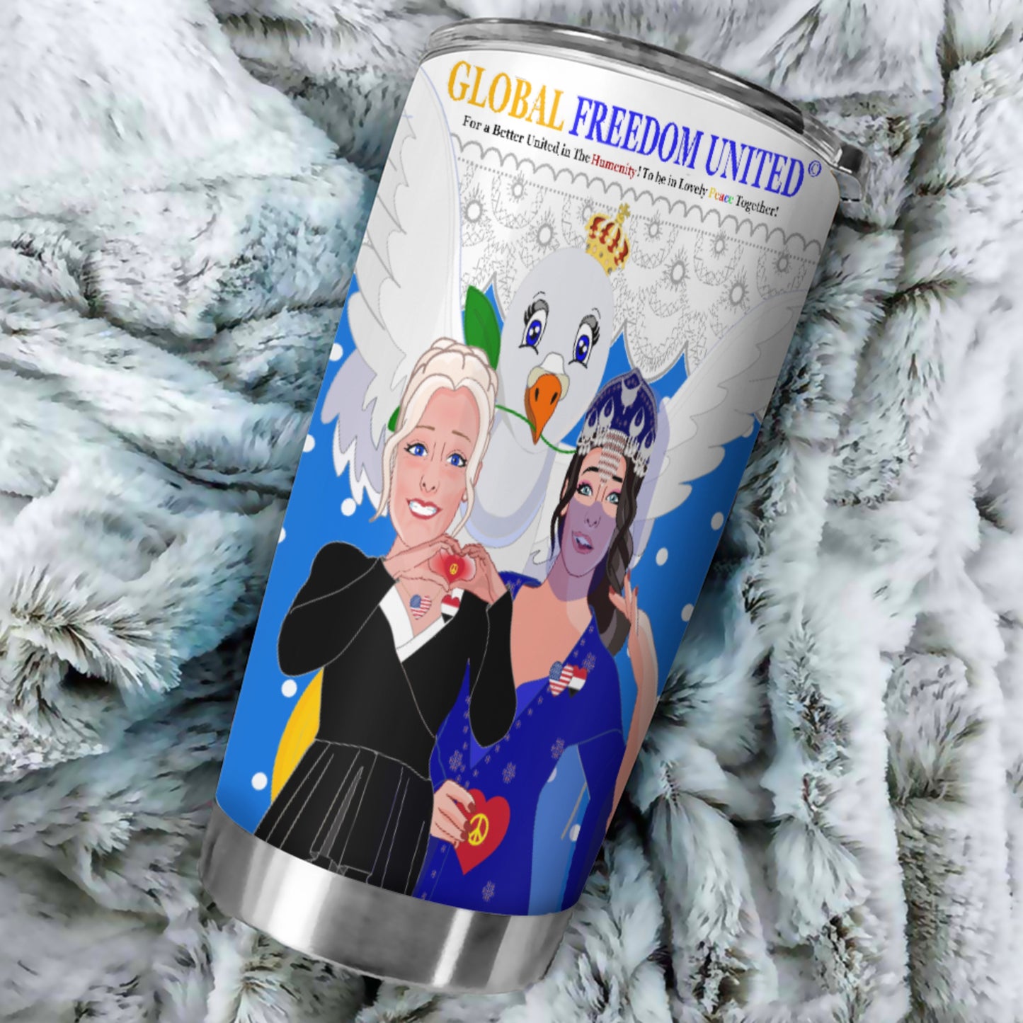 Tumbler GLOBAL FREEDOM UNITED© Women Yemen & USA Blue