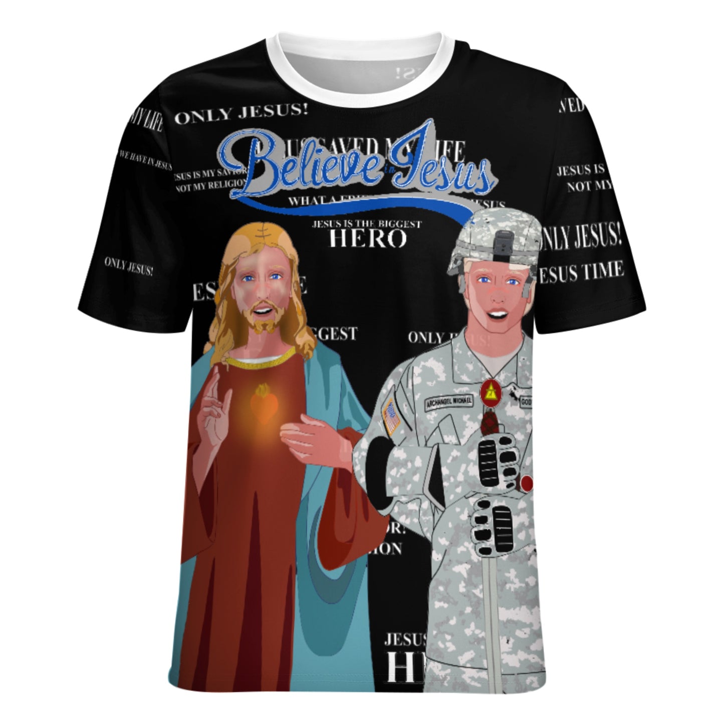 Women´s T-shirt  Black GLOBAL FREEDOM UNITED© Jesus Is A Hero For US American Soldiers