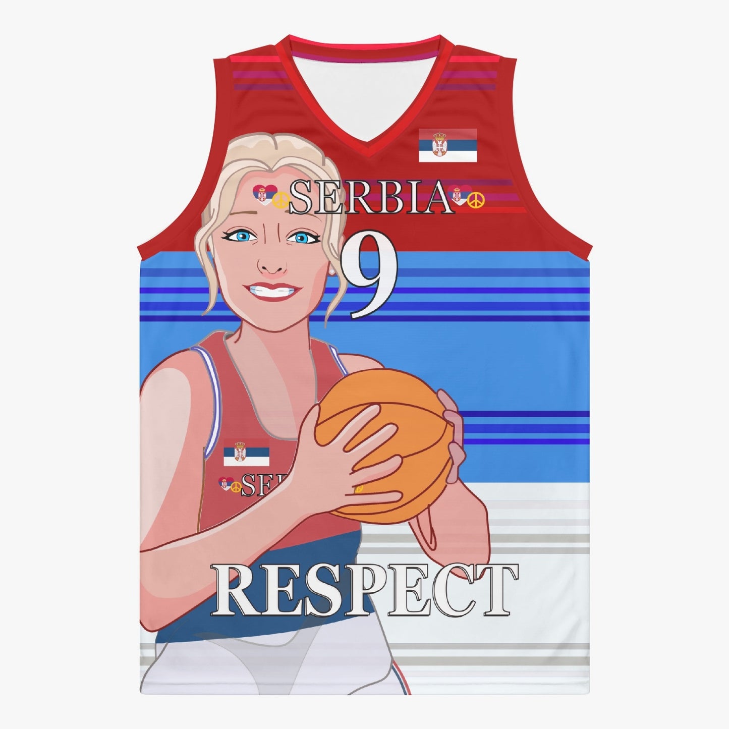 Basketball Jersey GLOBAL FREEDOM UNITED COUPLE EDITION WOMEN SERBIA v1 9