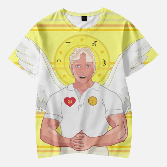 AOP Kids' Short T-Shirts FREEDOM UNITED ARCHANGEL MICHAEL HEBREW YELLOW